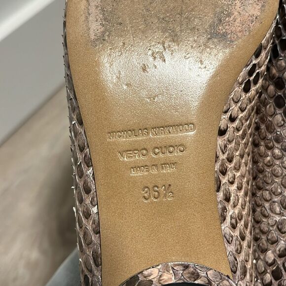 NICHOLAS KIRKWOOD Women's Snakeskin Round-Toe Loafers / Flats, Size 36.5 - Picture 8 of 10